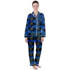 Blue Bee Hive Women s Long Sleeve Satin Pajamas Set	 by Amaryn4rt