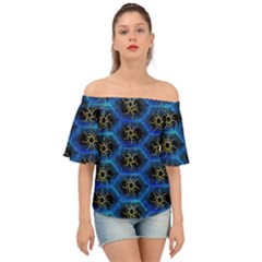 Blue Bee Hive Off Shoulder Short Sleeve Top by Amaryn4rt