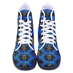 Blue Bee Hive Men s High-top Canvas Sneakers by Amaryn4rt