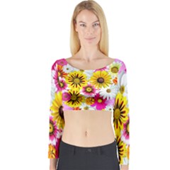 Flowers Blossom Bloom Nature Plant Long Sleeve Crop Top by Amaryn4rt