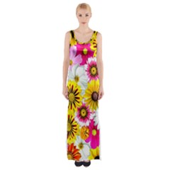 Flowers Blossom Bloom Nature Plant Thigh Split Maxi Dress by Amaryn4rt