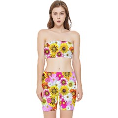 Flowers Blossom Bloom Nature Plant Stretch Shorts And Tube Top Set by Amaryn4rt