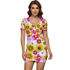 Flowers Blossom Bloom Nature Plant Low Cut Cap Sleeve Mini Dress by Amaryn4rt