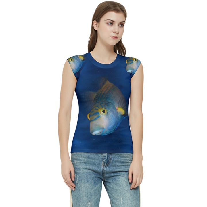 Fish Blue Animal Water Nature Women s Raglan Cap Sleeve Tee