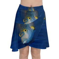 Fish Blue Animal Water Nature Chiffon Wrap Front Skirt by Amaryn4rt