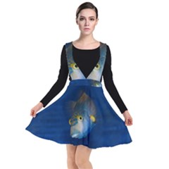 Fish Blue Animal Water Nature Plunge Pinafore Dress by Amaryn4rt