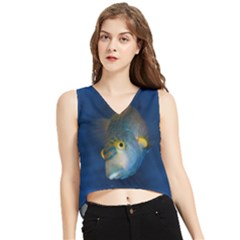 Fish Blue Animal Water Nature V-neck Cropped Tank Top by Amaryn4rt