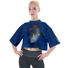 Fish Blue Animal Water Nature Mock Neck Tee by Amaryn4rt