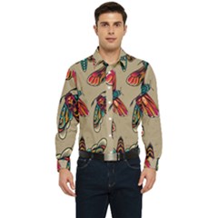 Tattoos Colorful Seamless Pattern Men s Long Sleeve  Shirt by Amaryn4rt