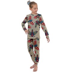 Tattoos Colorful Seamless Pattern Kids  Long Sleeve Set  by Amaryn4rt