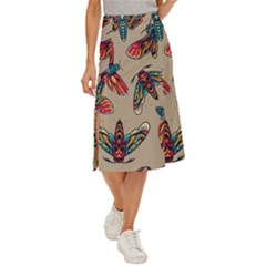 Tattoos Colorful Seamless Pattern Midi Panel Skirt by Amaryn4rt