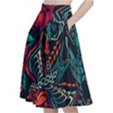 Vintage Flash Tattoos Designs Seamless Pattern A-Line Full Circle Midi Skirt With Pocket View2