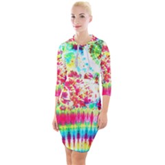 Pattern Decorated Schoolbus Tie Dye Quarter Sleeve Hood Bodycon Dress by Amaryn4rt