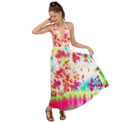 Pattern Decorated Schoolbus Tie Dye Backless Maxi Beach Dress by Amaryn4rt