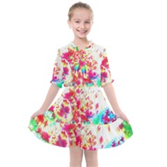 Pattern Decorated Schoolbus Tie Dye Kids  All Frills Chiffon Dress by Amaryn4rt