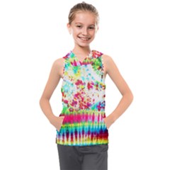 Pattern Decorated Schoolbus Tie Dye Kids  Sleeveless Hoodie by Amaryn4rt