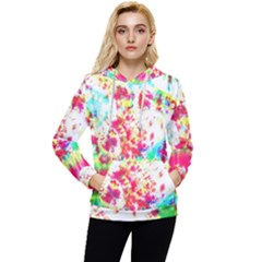 Pattern Decorated Schoolbus Tie Dye Women s Lightweight Drawstring Hoodie