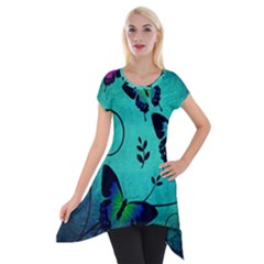 Texture Butterflies Background Short Sleeve Side Drop Tunic by Amaryn4rt