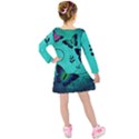 Texture Butterflies Background Kids  Long Sleeve Velvet Dress View2