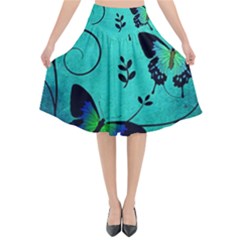 Texture Butterflies Background Flared Midi Skirt by Amaryn4rt