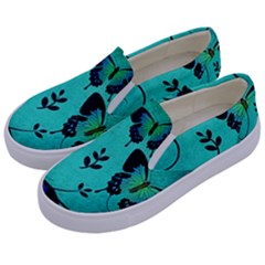 Texture Butterflies Background Kids  Canvas Slip Ons by Amaryn4rt