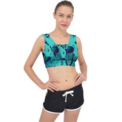 Texture Butterflies Background V-back Sports Bra by Amaryn4rt