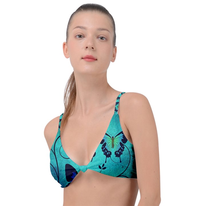 Texture Butterflies Background Knot Up Bikini Top