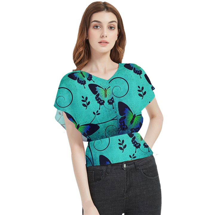 Texture Butterflies Background Butterfly Chiffon Blouse