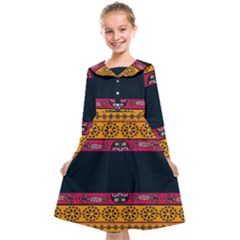 Pattern Ornaments Africa Safari Summer Graphic Kids  Midi Sailor Dress