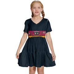 Pattern Ornaments Africa Safari Summer Graphic Kids  Short Sleeve Tiered Mini Dress by Amaryn4rt