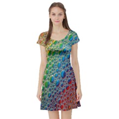 Bubbles Rainbow Colourful Colors Short Sleeve Skater Dress by Amaryn4rt