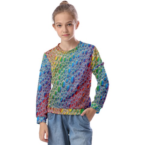 Bubbles Rainbow Colourful Colors Kids  Long Sleeve Tee With Frill  by Amaryn4rt