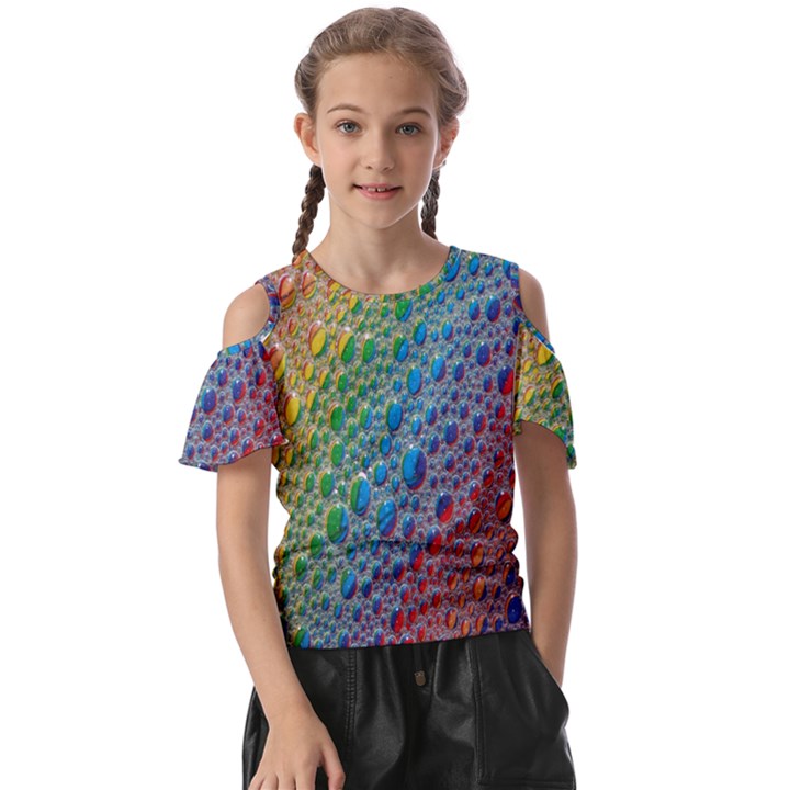 Bubbles Rainbow Colourful Colors Kids  Butterfly Cutout Tee