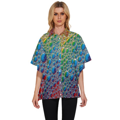 Bubbles Rainbow Colourful Colors Women s Batwing Button Up Shirt by Amaryn4rt