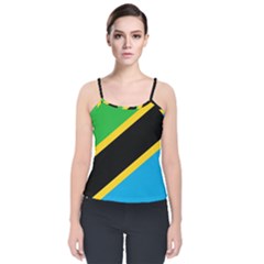 Flag Of Tanzania Velvet Spaghetti Strap Top by Amaryn4rt