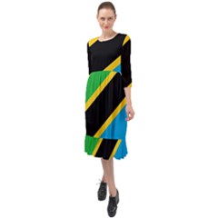 Flag Of Tanzania Ruffle End Midi Chiffon Dress by Amaryn4rt