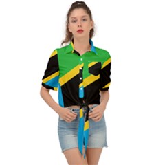 Flag Of Tanzania Tie Front Shirt  by Amaryn4rt