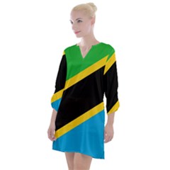 Flag Of Tanzania Open Neck Shift Dress by Amaryn4rt