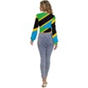 Flag Of Tanzania Long Sleeve Deep-V Velour Top View4