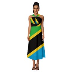 Flag Of Tanzania Sleeveless Cross Front Cocktail Midi Chiffon Dress by Amaryn4rt