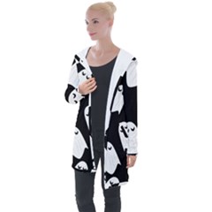 Ghost Halloween Pattern Longline Hooded Cardigan by Amaryn4rt