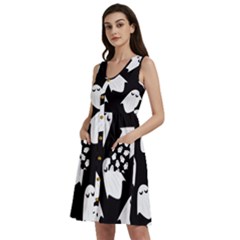 Ghost Halloween Pattern Sleeveless Dress With Pocket by Amaryn4rt