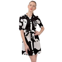 Ghost Halloween Pattern Belted Shirt Dress by Amaryn4rt