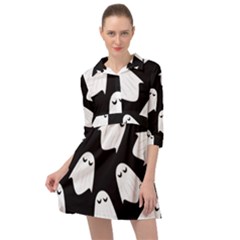 Ghost Halloween Pattern Mini Skater Shirt Dress by Amaryn4rt