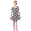 Black And White Checkerboard Background Board Checker Kids  Short Sleeve Velvet Dress View1