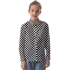 Black And White Checkerboard Background Board Checker Kids  Long Sleeve Shirt by Amaryn4rt