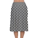 Black And White Checkerboard Background Board Checker Velvet Flared Midi Skirt View2