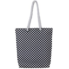 Black And White Checkerboard Background Board Checker Full Print Rope Handle Tote (small) by Amaryn4rt