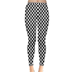 Black And White Checkerboard Background Board Checker Inside Out Leggings by Amaryn4rt