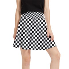 Black And White Checkerboard Background Board Checker Waistband Skirt by Amaryn4rt